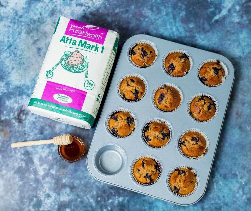 Healthy Whole Grain Blueberry Muffins - Winnie's PureHealth